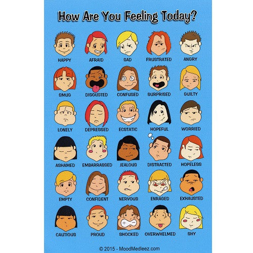 Mini Feelings plakat, med farvet grafik - sæt med 12 stk
