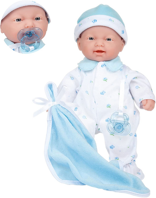 La Baby Muñeca de cuerpo suave de 11 pulgadas en azul con características realistas