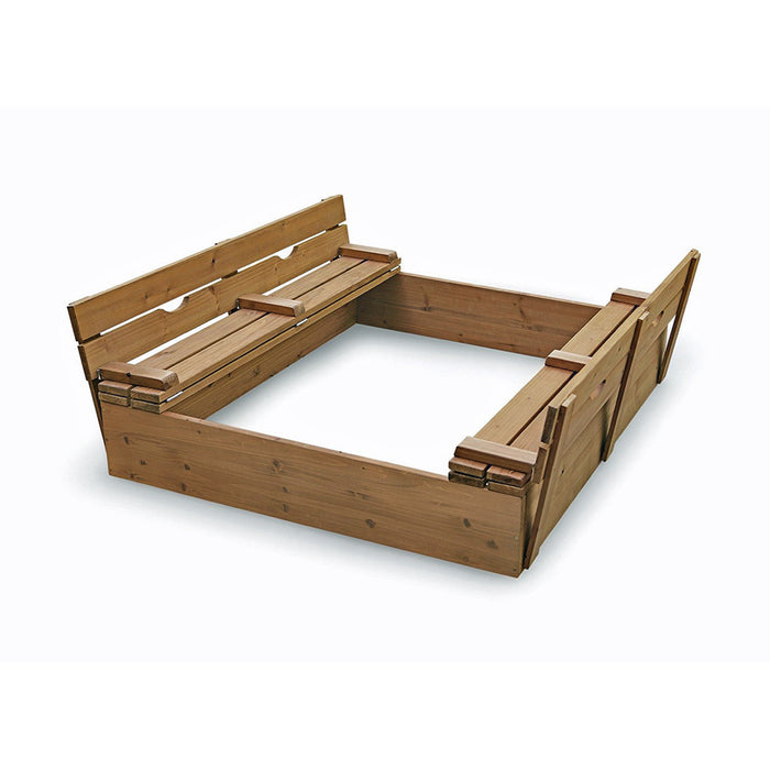 Covered Convertible Cedar Sandbox w/Canopy and Two Bench Seats