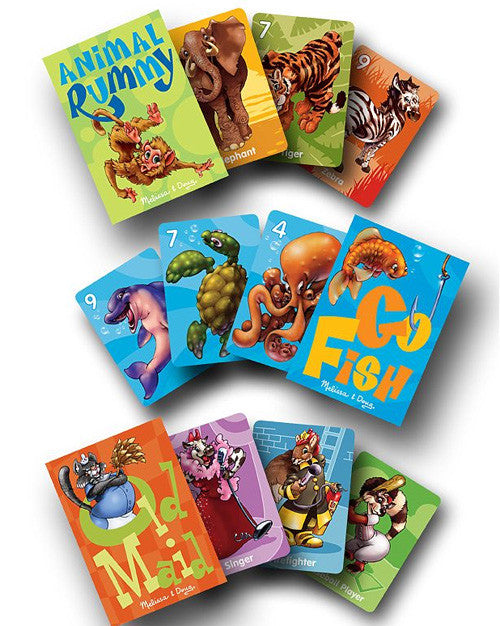 Classic Card Game Set (Animal Rummy, Go Fish, & Old Maid)