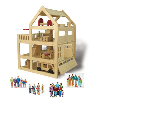 Extra Large Family Dollhouse Set  (House, Furniture, 4 Family Sets)