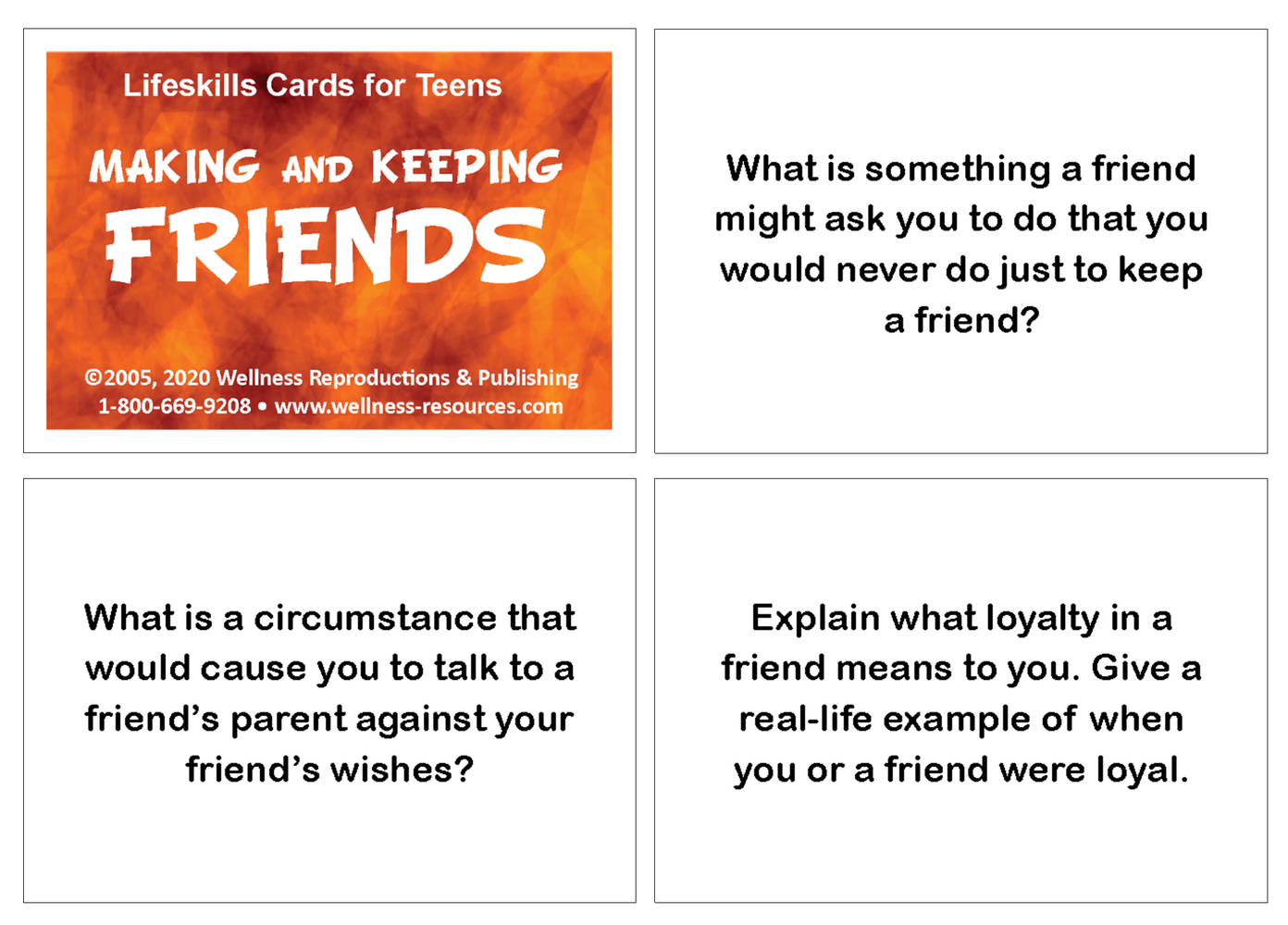 Tarjetas de habilidades para la vida para adolescentes: hacer y mantener amigos