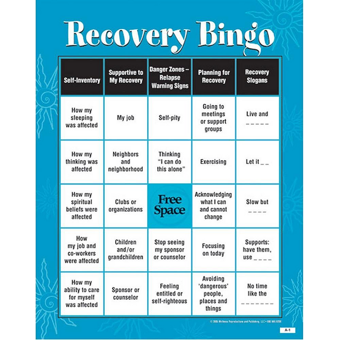 Recovery Bingo - Adult Version