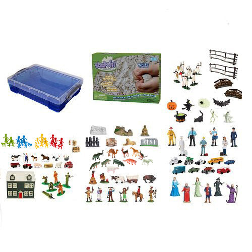 Play Therapy Sand Tray Basic Portable Starter Kit with Tray, Sand, and  Miniatures