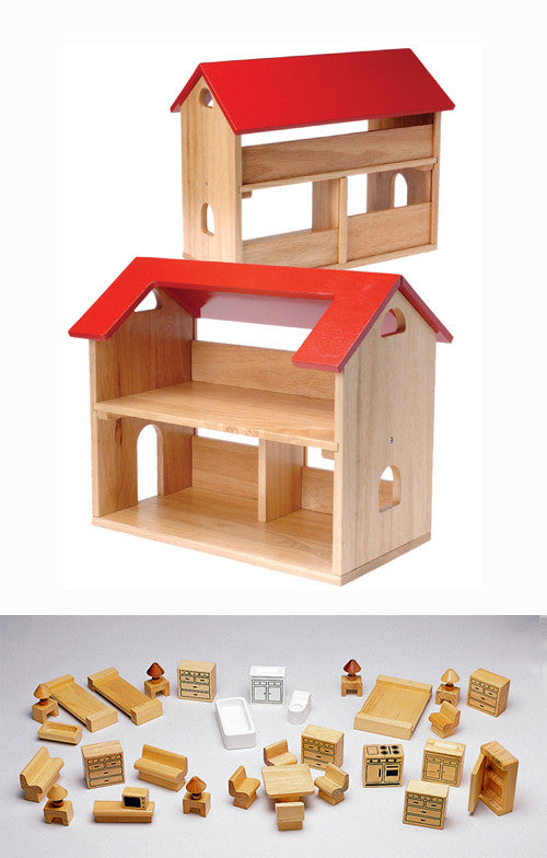 Robusta casa de juegos y muebles de madera dura