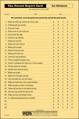Parent Report Card for Children (Set of 20)