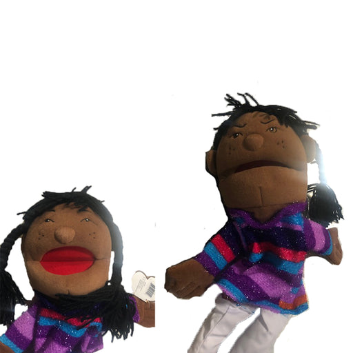 Marioneta de niña afroamericana de doble cara